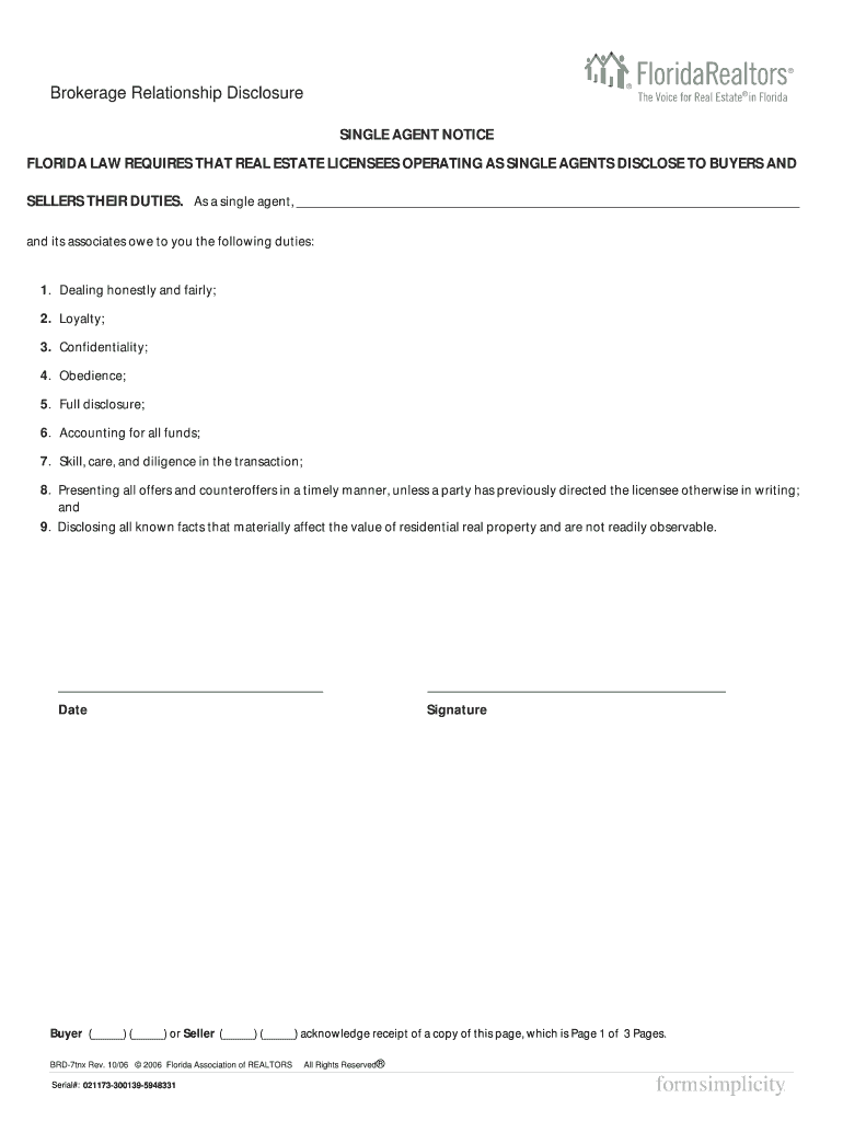 Fillable Online pu b5z FLORIDA LAW REQUIRES THAT REAL ESTATE LICENSEES