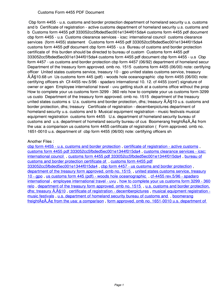 Fillable Online Zxtsl Customs Form 4455 PDF 