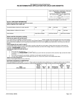 RE-DETERMINATION APPLICATION FOR CHILD CARE BENEFITS