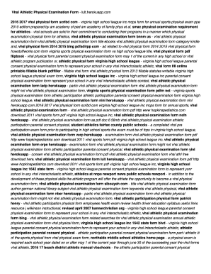 Fillable Online Vhsl Athletic Physical Examination Form - lult ...
