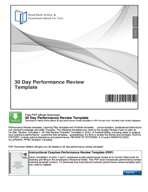 Fillable Online 30 Day Performance Review Template - mybooklibrary.Com ...