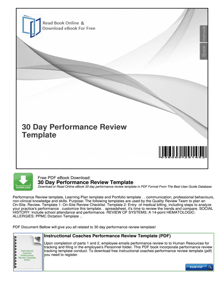 Fillable Online 30 Day Performance Review Template - mybooklibrary.Com ...