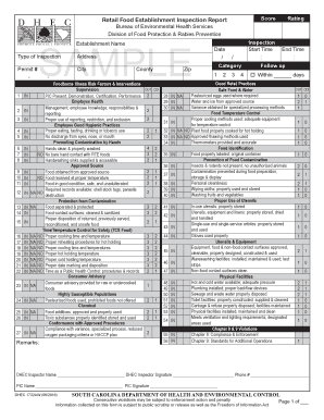 Fillable Online Retail Food Establishment Inspection Report SAMPLE Fax ...