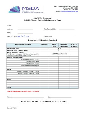 Moving expense form - 2014 Symposium - MSDA Board Travel Reimbursement Form.doc - medicaiddental