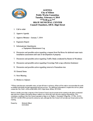 fillable online agenda city of milton public works committee milton public works