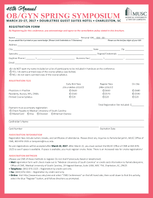 Fillable Online academicdepartments musc ob/gyn spring symposium - The ...