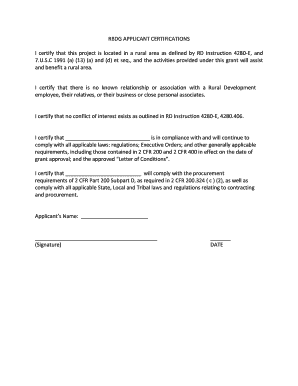 RBDG APPLICANT CERTIFICATIONS