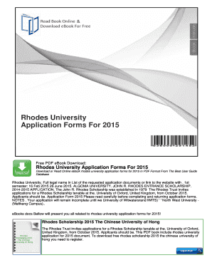 Rhodes University Application Forms For 2015