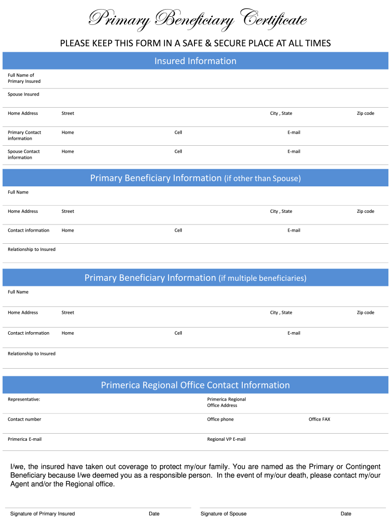 beneficiary certificate Preview on Page 1