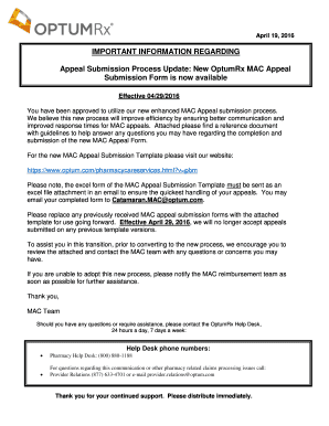 Fillable Online Appeal Submission Process Update: New OptumRx MAC ...