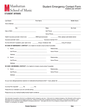 Student Emergency Contact Form - msmstudents.com