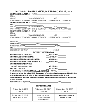 Ski rental form - Download Ski Club Application Here - Marcellus Community Schools - marcelluscs