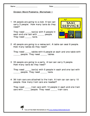 Grade 3 math worksheets - Division Word Problems 5-Pack - Math Worksheets Land