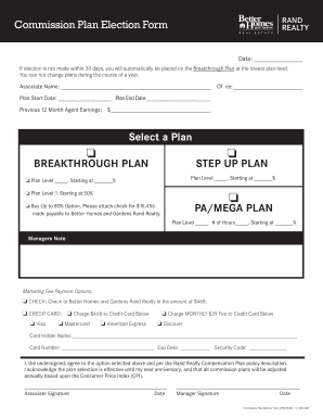 Select a Plan o BREAKTHROUGH PLAN STEP UP PLAN
