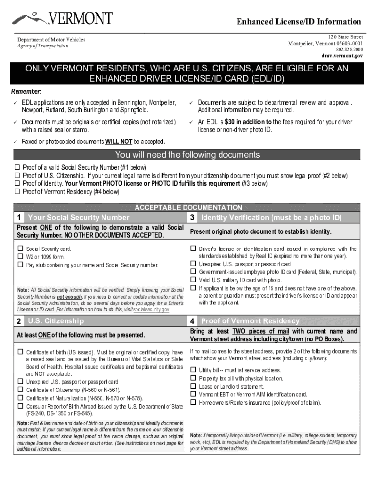 Vermont Operator s License and Vermont Voter Registration Application Preview on Page 1