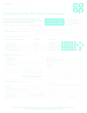 Claim Form for Pet Travel Insurance - co-opinsurance.co.uk - co-opinsurance co