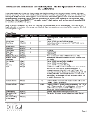 Fillable Online dhhs ne Nebraska State Immunization Information System ...