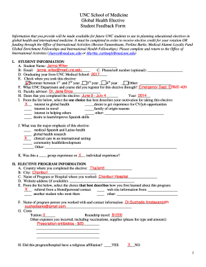 Student Feedback Form - UNC School of Medicine - med unc