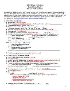 Student Feedback Form - UNC School of Medicine - med unc