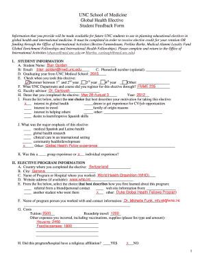 Student Feedback Form - UNC School of Medicine - med unc