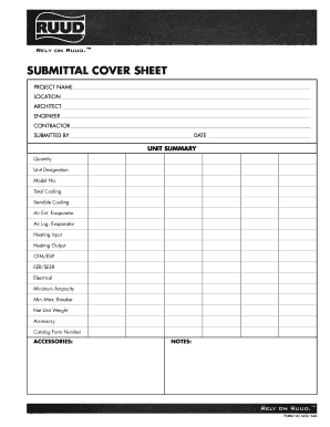 Submittal cover page