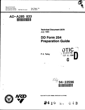 AD-A285 833 DD Form 254 Preparation Guide
