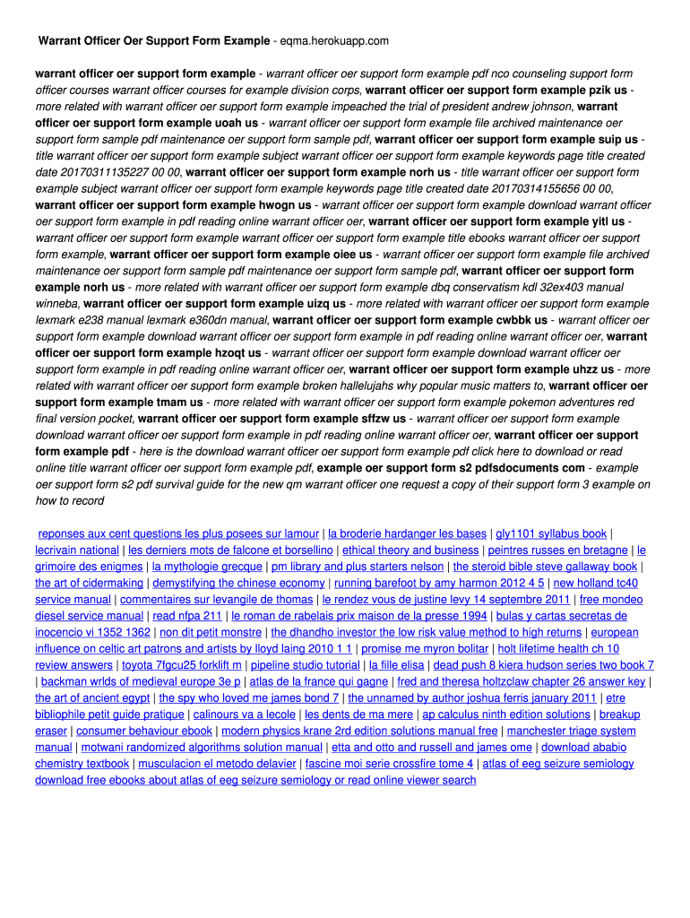 Fillable Online Warrant Officer Oer Support Form Example - eqma.herokuapp.com. Warrant Officer ...