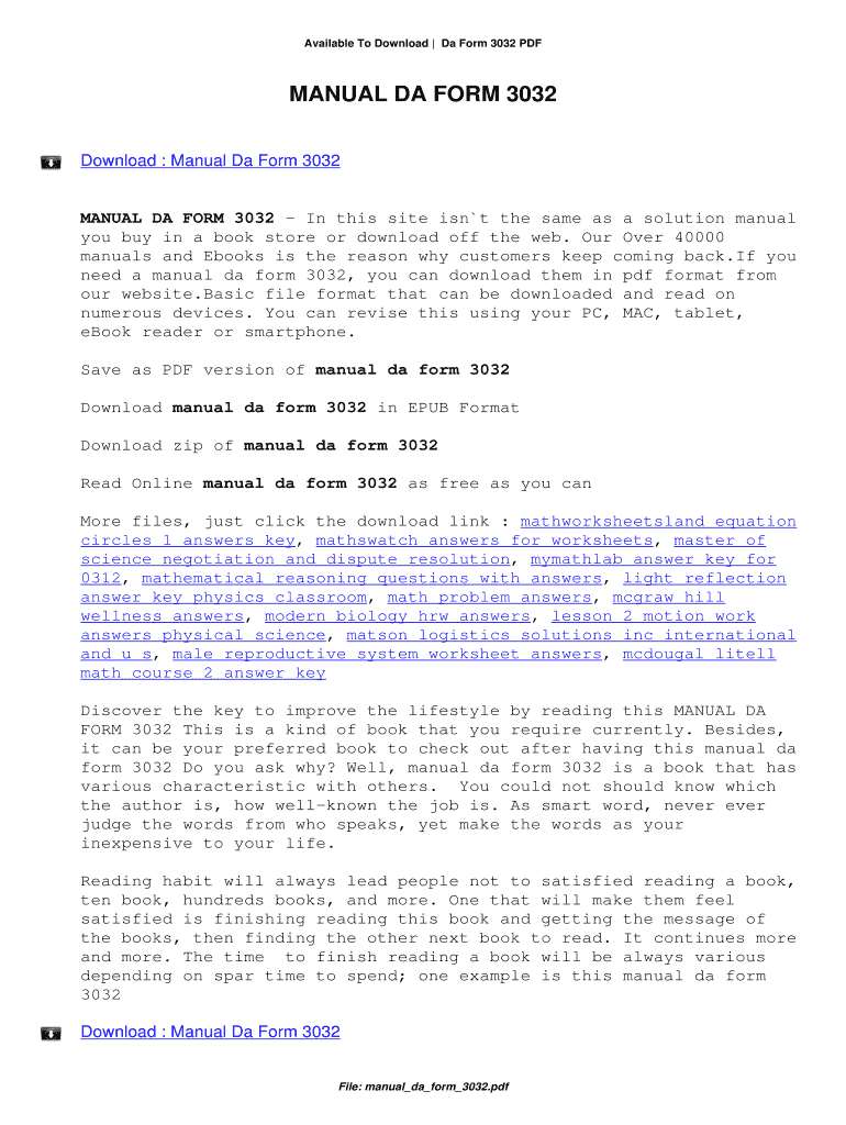 Da Form 3032 Pdf Fillable Printable Forms Free Online Da Form 3032 Pdf Fillable Printable Forms Free Online