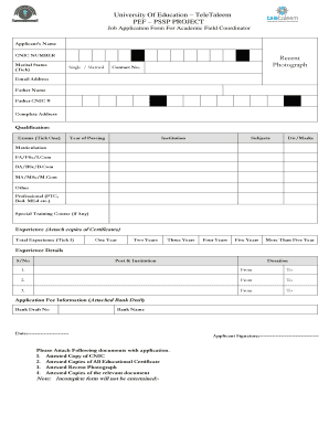 Download Job Application Form for AFCs - University of Education - ue edu