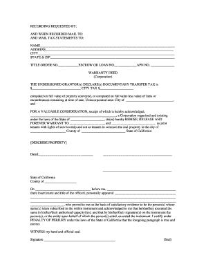 Request for full reconveyance form california - california warranty deed