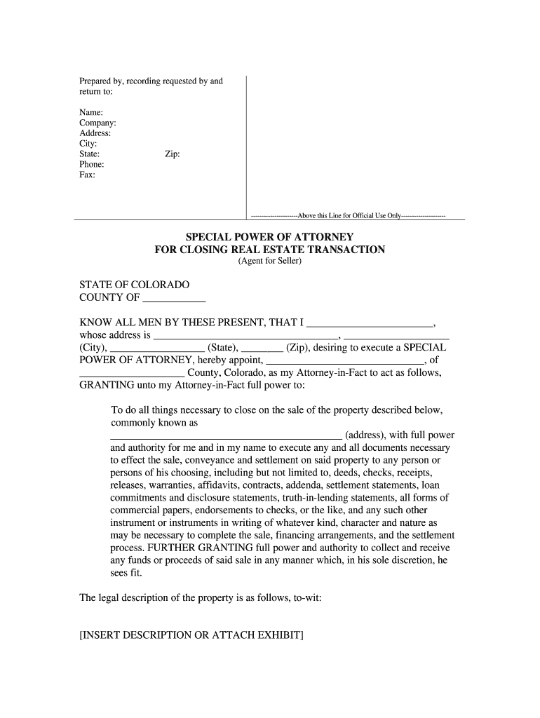 the real estate commission approved colorado power of attorney form Preview on Page 1
