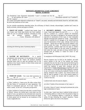 minnesota lease agreement form