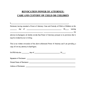 Deed of revocation template - Minnesota Revocation of Power of Attorney for Care of Child or Children