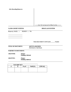 Hawaii Quitclaim Deed from Individual to Individual