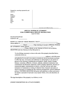 Power of attorney wizz air sample - Hawaii Special or Limited Power of Attorney for Real Estate Sales Transaction By Seller