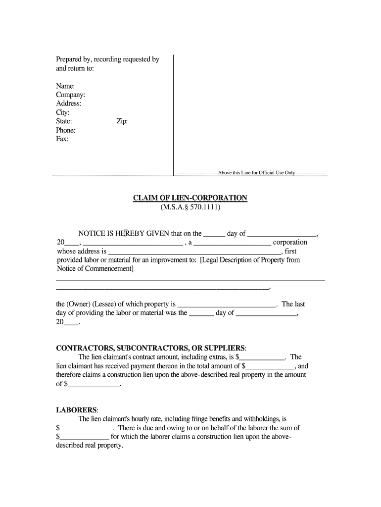 Form For Lien On Property Fill Online Printable Fillable Blank 
