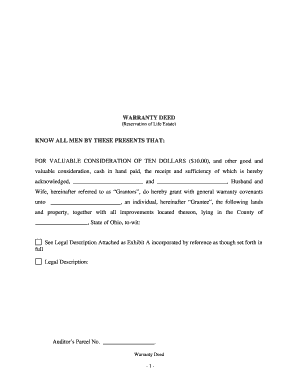 Warranty Deed with Life Estate Reservation