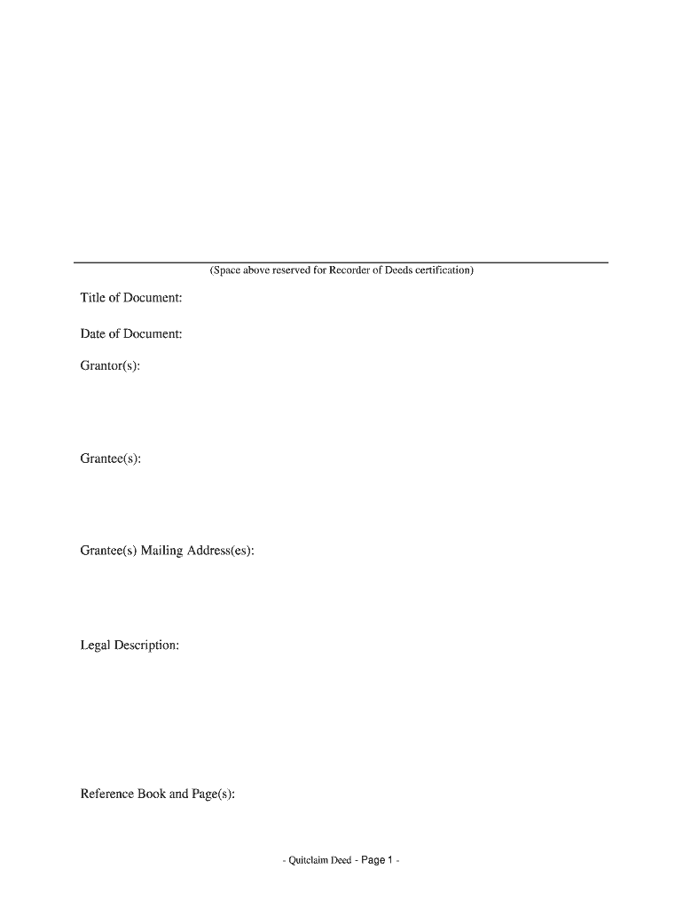 Quit Claim Deed Form Missouri Fill Online Printable Fillable Blank 