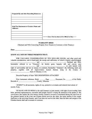 Arkansas life estate deed form - arkansas warranty deed