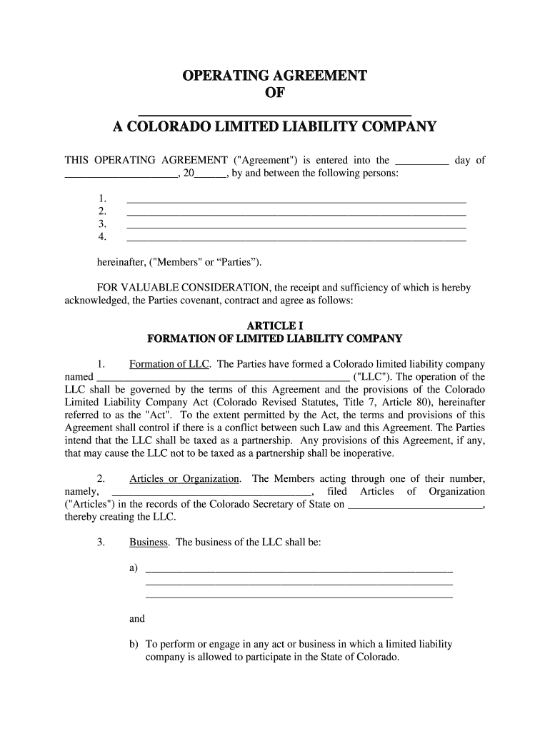 Printable Llc Operating Agreement Form Printable Forms Free Online