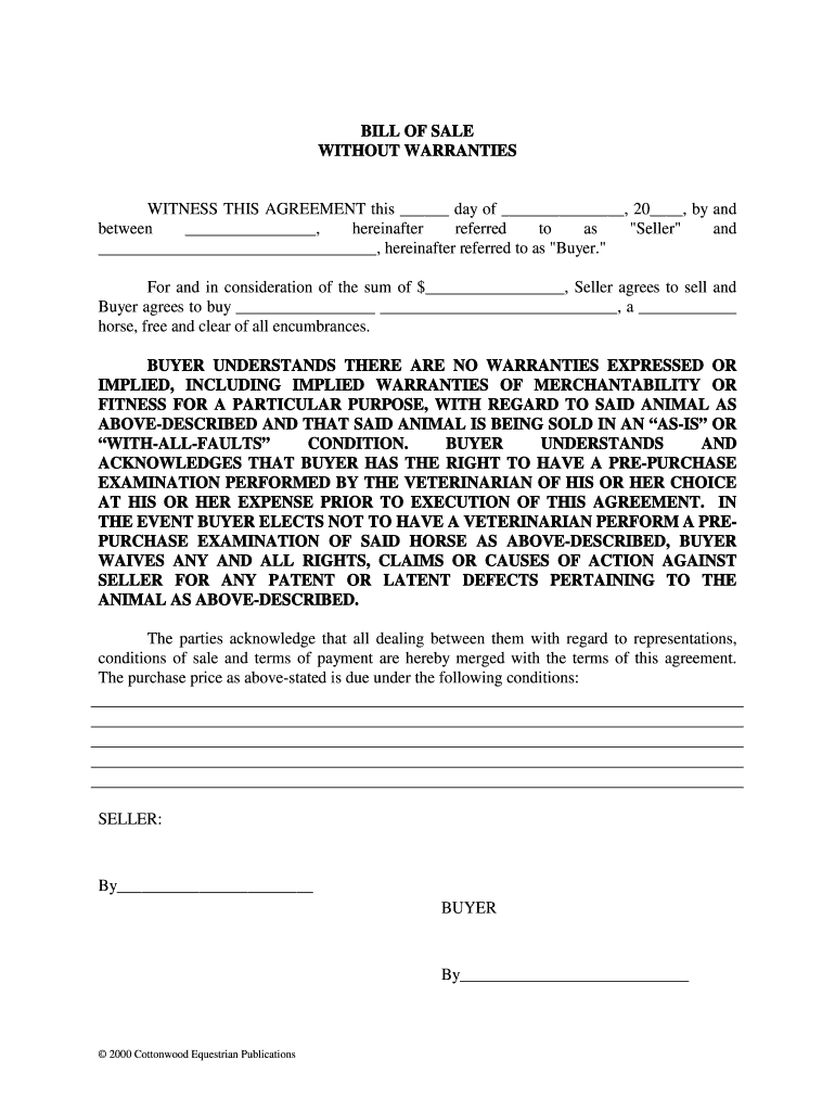 horse bill of sale colorado Preview on Page 1