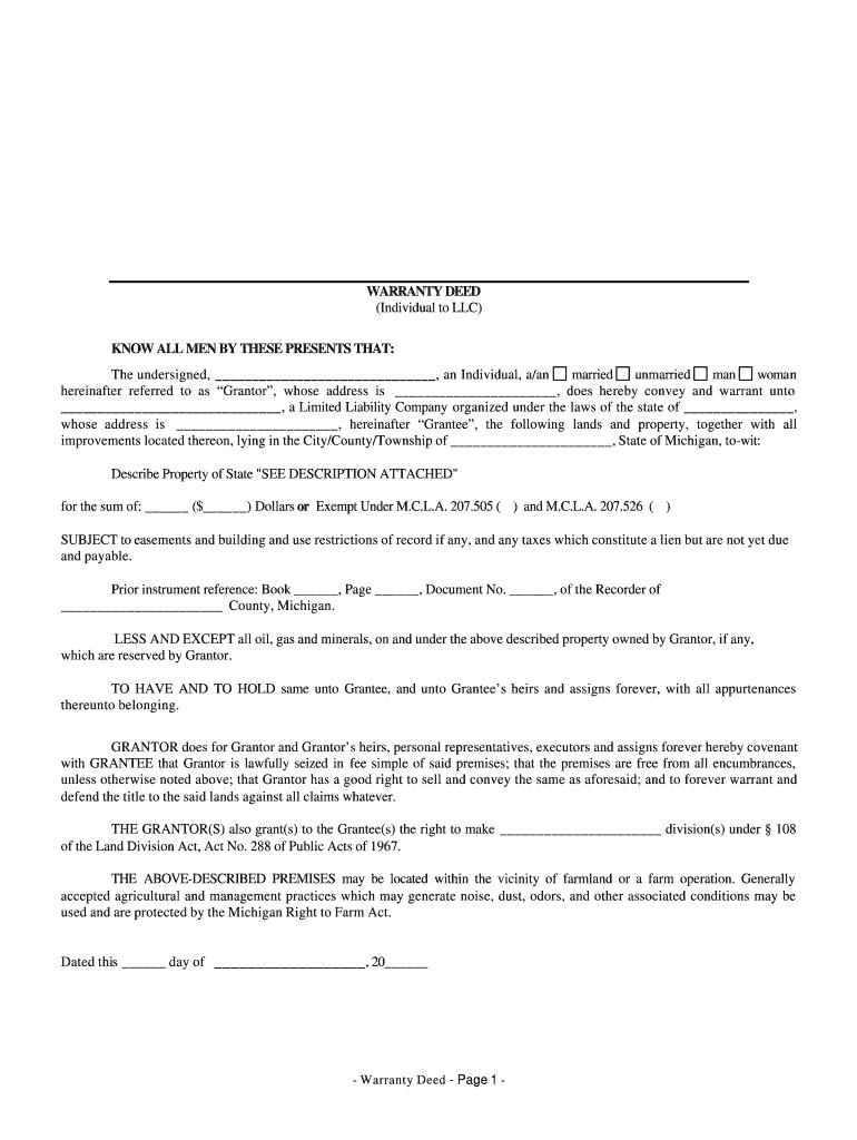 warranty deed Preview on Page 1