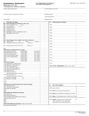 South Carolina HUD-1a Closing Statement where no Seller only Borrower