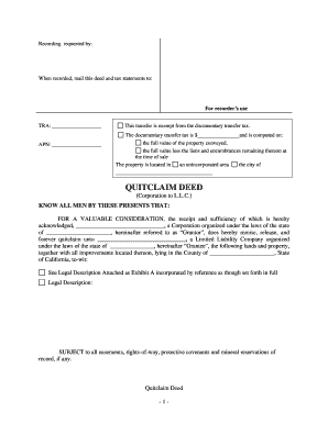 Quitclaim sample - California Quitclaim Deed from Corporation to LLC