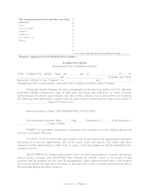 Florida warranty deed - Florida Warranty Deed for Husband and Wife Converting Property from Tenants in Common to Joint Tenancy