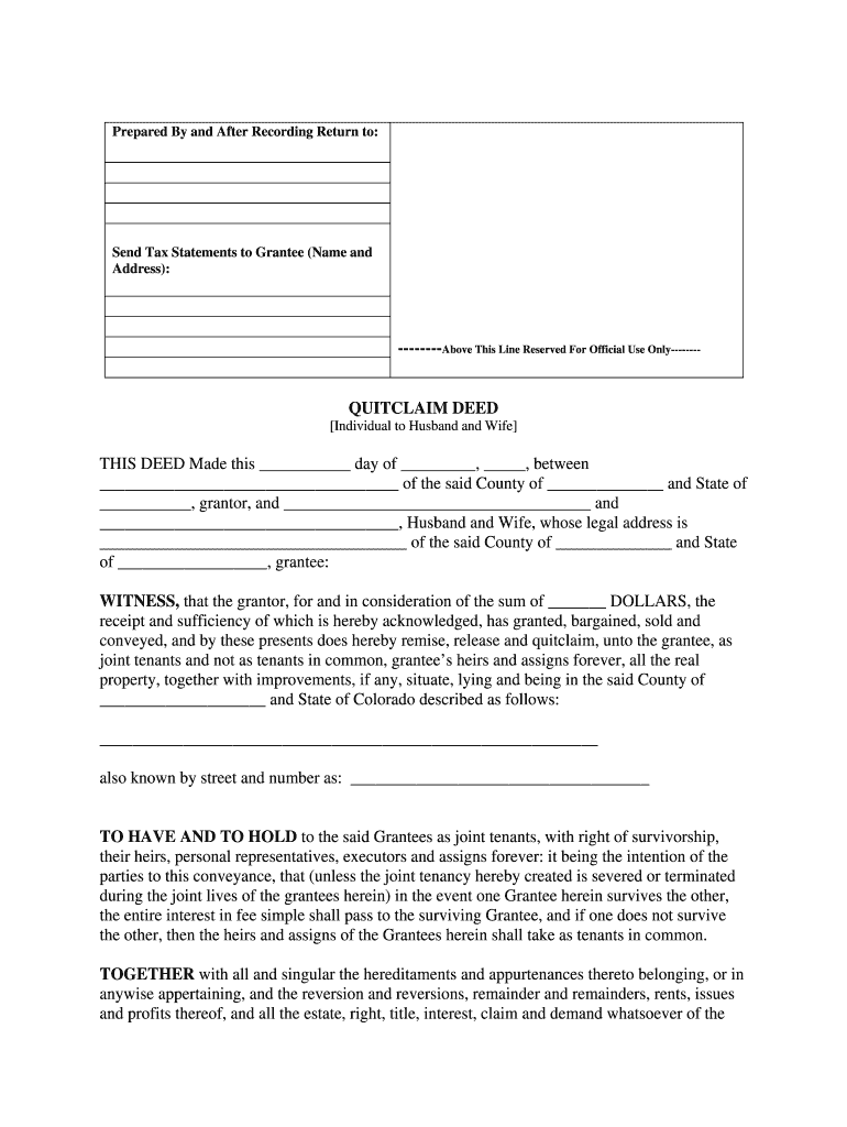 Colorado Individual Husband Deed Fill Online Printable Fillable