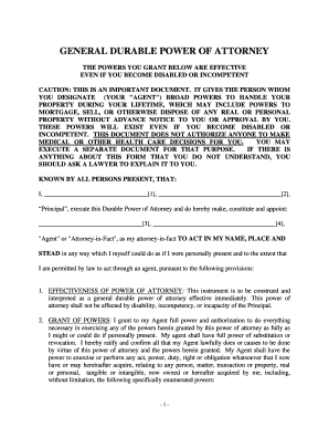 Durable power of attorney document - Hawaii General Durable Power of Attorney for Property and Finances or Financial Effective Immediately