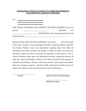 Notice to vacate letter - Utah Buyer's Notice of Intent to Vacate and Surrender Property to Seller under Contract for Deed