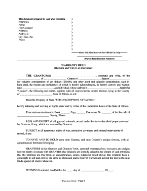 Illinois Warranty Deed from Husband and Wife to an Individual