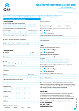 QBE Travel Insurance Claim Form